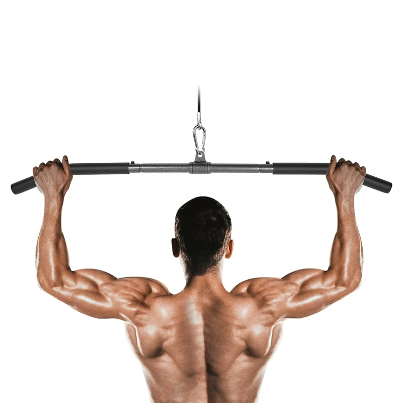 Lyndwin Latzugstange Bizeps Stange Abnehmbar Latzug Griffe Klimmzugstangen Zugstange Muskelzugstange für Zuhause Bodybuilding Crossfit Krafttraining Fitness Gym Sport (48in)