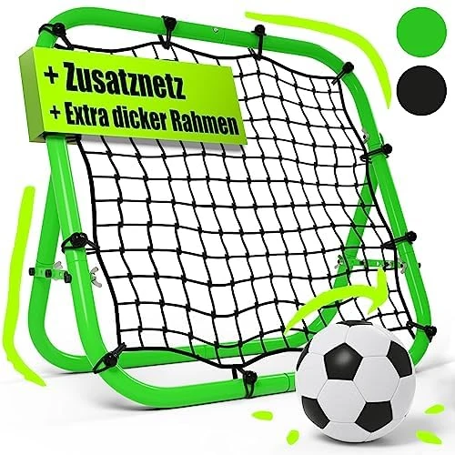 BENTSON Rebounder für Fußball Kinder und Profis I Inkl. Ersatznetz I Robuster Rahmen I Auch für Handball, Volleyball und Basketball I Rückprallwand Prellwand Fussball I Neongrün I 150x150 cm