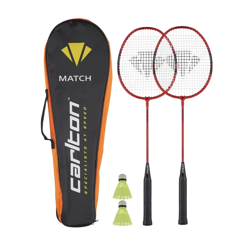 Carlton Badmintonset Match 2 Spieler (2 Schläger, 2 Bälle + Tasche), Red/Black