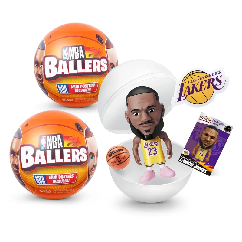 5 Surprise 2 Kapseln NBA Ballers von ZURU, Unboxing_Spielzeug für Jungen, Realistisches Miniatur-Basketball-Sportspielzeug