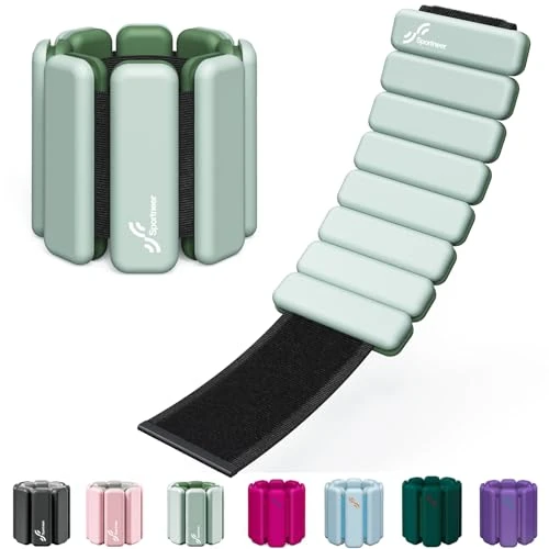 Sportneer Tragbare Gewichtsmanschetten – 2er-Set (Jeweils 0,5 kg & 1 kg) für Damen und Herren, Knöchelgewicht Set für Yoga, Tanz, Aerobic, Laufen, Gehen