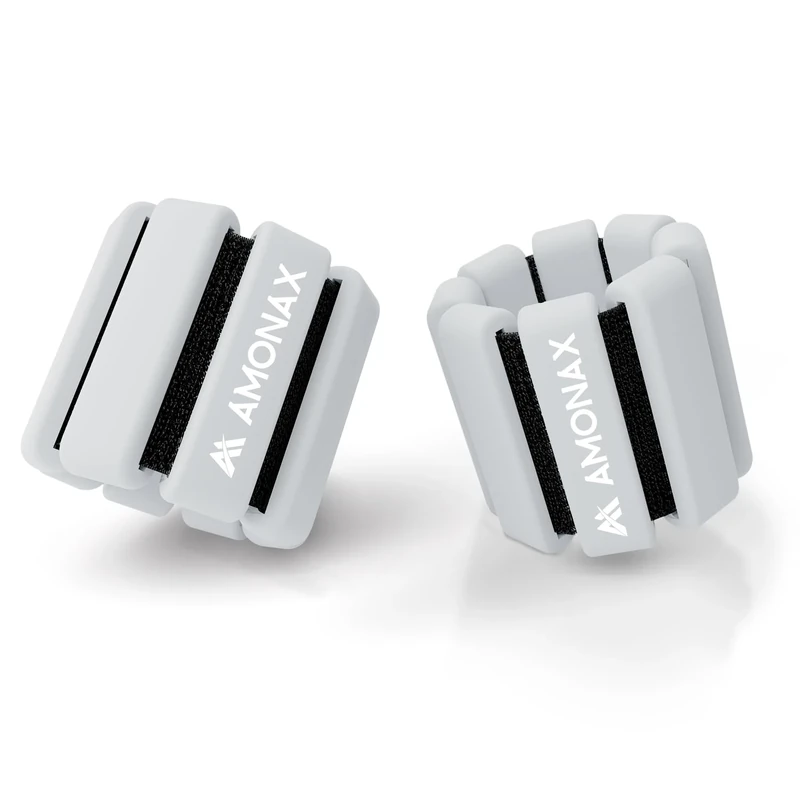 Amonax Gewichtsmanschetten Ankle Weights Set, Fitness Gewichte Für Beine Und Arme, 2x0,5kg Gewichte Handgelenk Für Frauen Männer, Pilates Gewichte Leg Weights (Grau - 2kg x 2) (Grau - 1kg x 2)