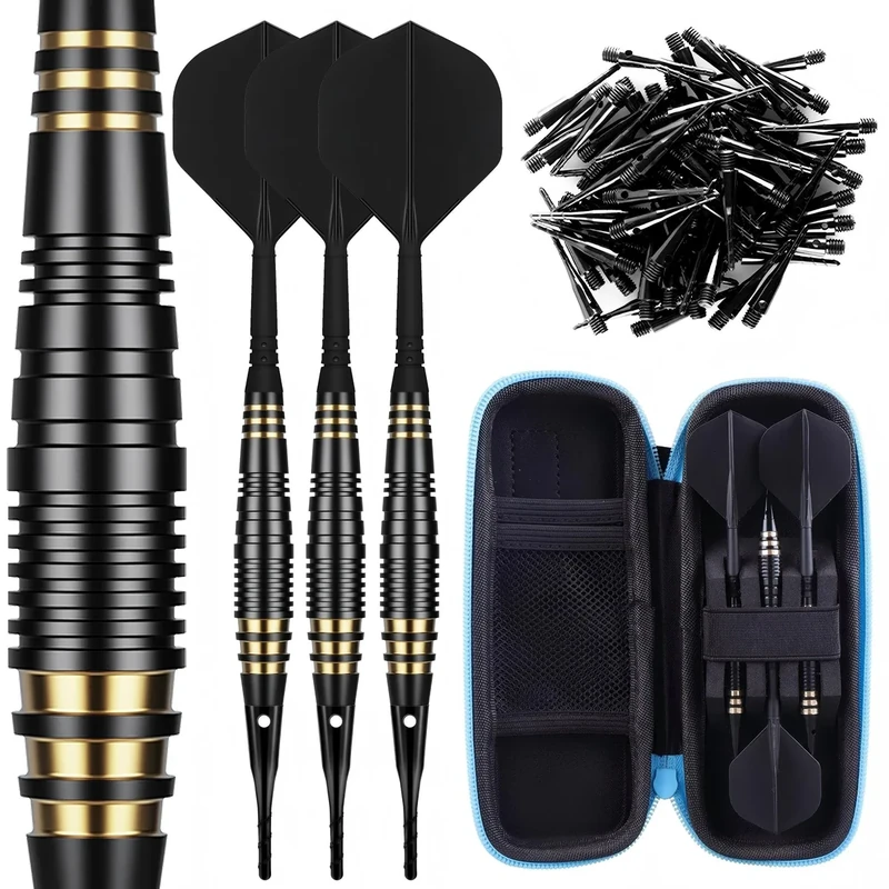CyeeLife Dartpfeile mit Kunststoffspitze für Elektronische Dartscheibe 3 Stück Soft Darts Pfeile Set, 18 Gramm Profi Softdarts Dartpfeil, mit 30pcs Dartpfeil Spitzen und PU Aufbewahrungstasche