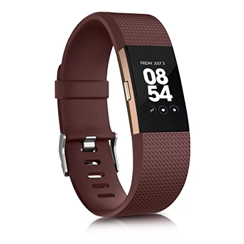 Oumida Nur für Fitbit Charge 2 Armband Damen Herren, Verstellbares Weiches Sport Ersatzarmband Kompatibel mit Fitbit Charge 2(Small,Braun)
