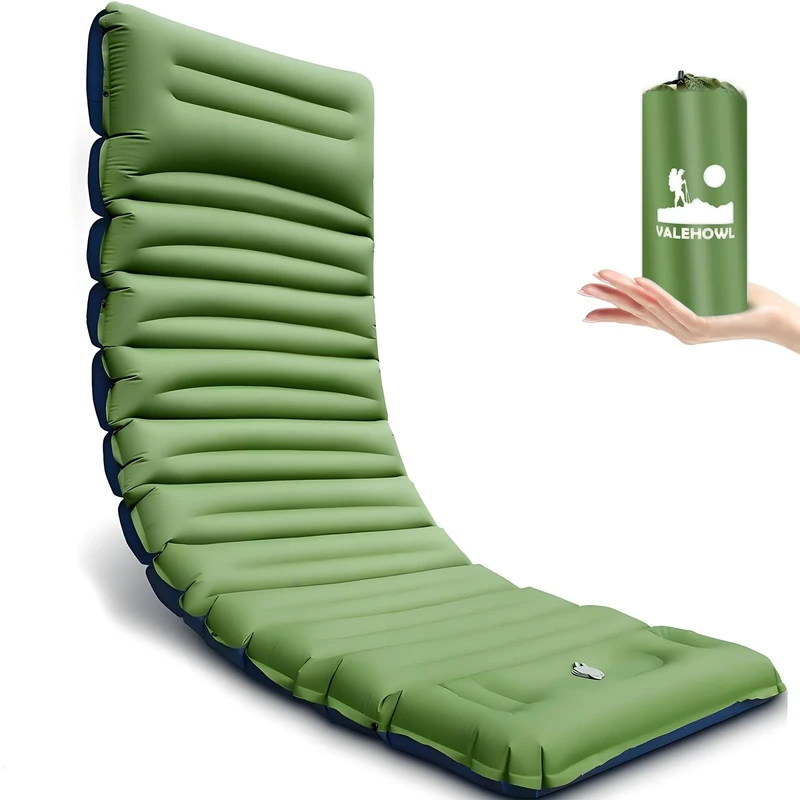 VALEHOWL 10CM Dick Isomatte Aufblasbare mit Fußpumpe und Kissen, Ultraleicht Camping Luftmatratze für Outdoors, Wandern, Bikepacking