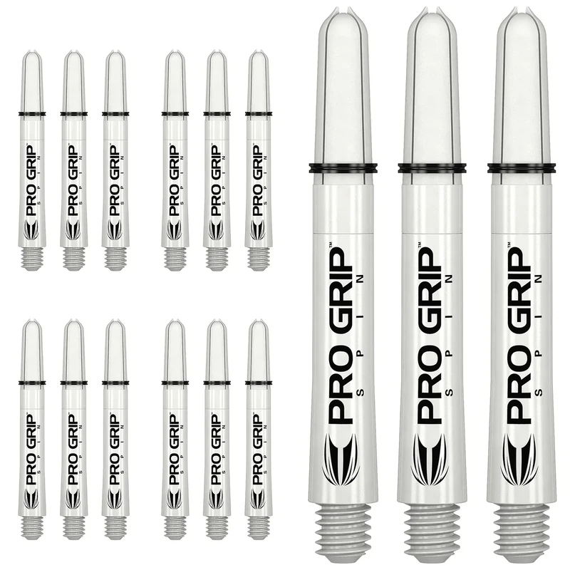 Target Darts 5 x Sätze Weiß Pro Grip Spin Dart Stiele Kurz - 15 Dartschäfte Insgesamt