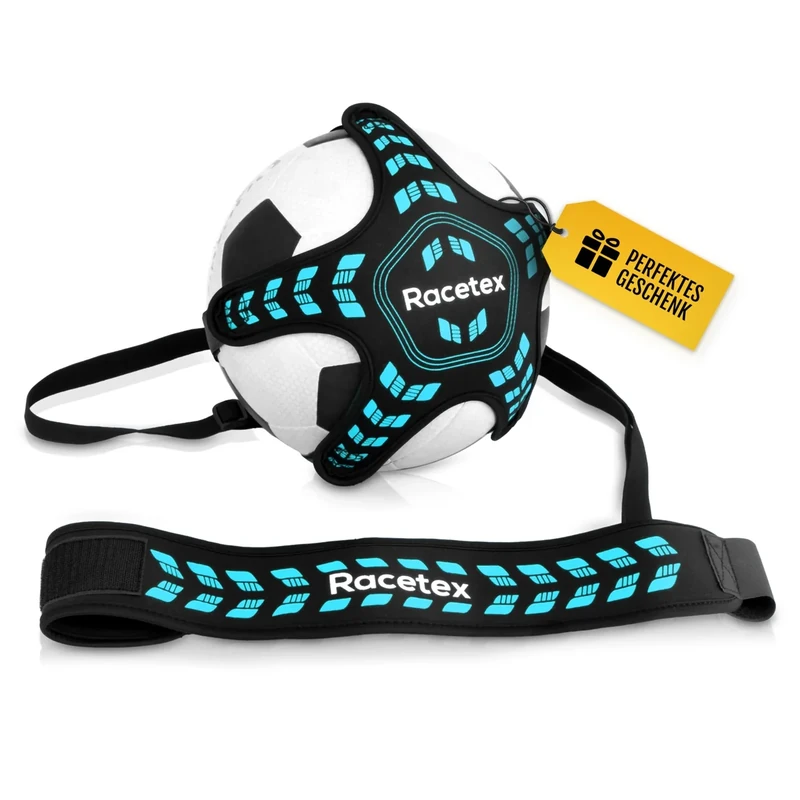 Racetex Fussballtrainer mit Schnur [EINSTELLBARE LÄNGE] - Das perfekte Trainingsgerät für Fußballer - Fussball Trainer Zubehör für Vereinskicker - Fußballtrainingsgürtel Geschenkidee