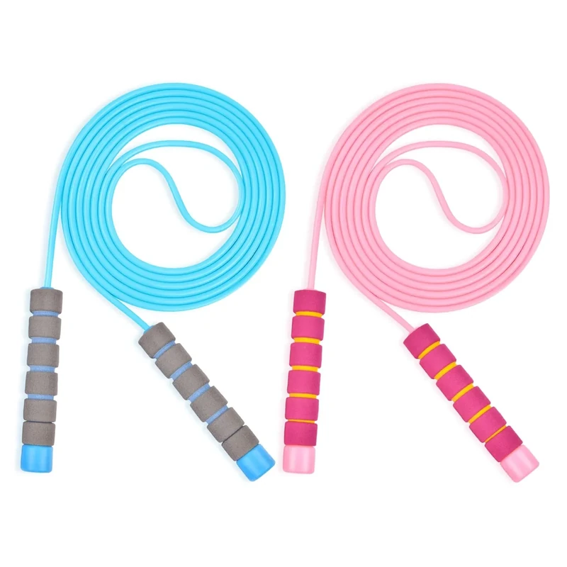 Flintronic Sprungseil mit Verstellbarer Länge und Hautfreundlichen Schaumgriffen, 260CM Springseil für Männer, Frauen und Kinder - Fitness Training und Spiel (Blau+Rosa)