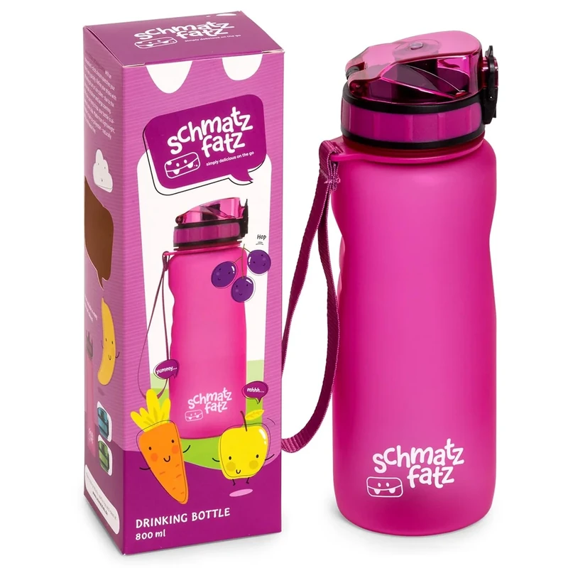 schmatzfatz Sport-Trinkflasche, hält das Wasser kalt, Trinkflaschen für Erwachsene, Kinder, Trinkflasche aus Kunststoff, BPA-frei, wasserdicht, für Herren, Damen, Wasserflasche, 800 ml, Violett