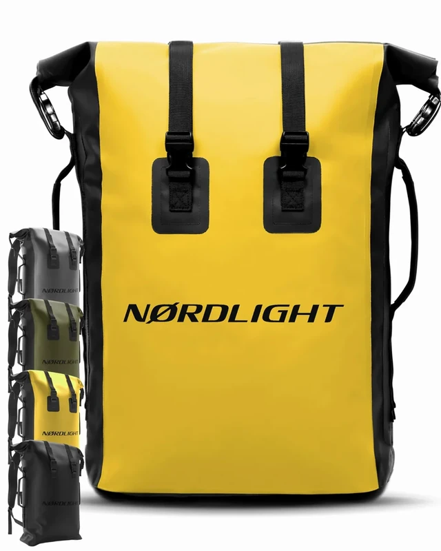 Nordlight Wasserdichter Rucksack Dry Bag 35l - (Gelb) Roll Top Rucksack mit gepolstertem Tragegurt, wasserdichte Tasche für Wassersport, Fahrrad Rucksack, Kurierrucksack, Trekking, Angeln