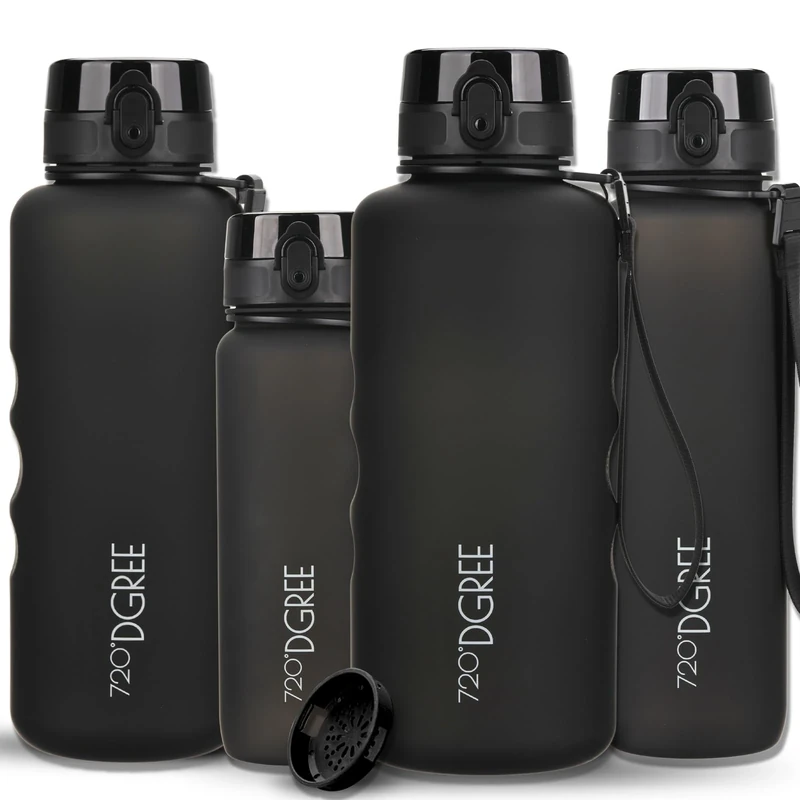 720°DGREE Trinkflasche 2l “uberBottle“ abnehmbare Schlaufe +Motivationsskala, Sieb - Auslaufsicher, Leicht, BPA-Frei - Tritan Sportflasche - Wasserflasche für Uni, Job, Sport, Fitness-Studio, Gym