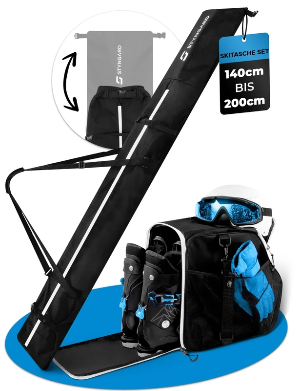 STYNGARD Skitasche Set Skisack [140 cm bis 200 cm] und Skischuhtasche mit Helmfach [40 L] - Skitasche und Stiefeltasche mit Lüftungsgitter Modell Vancouver