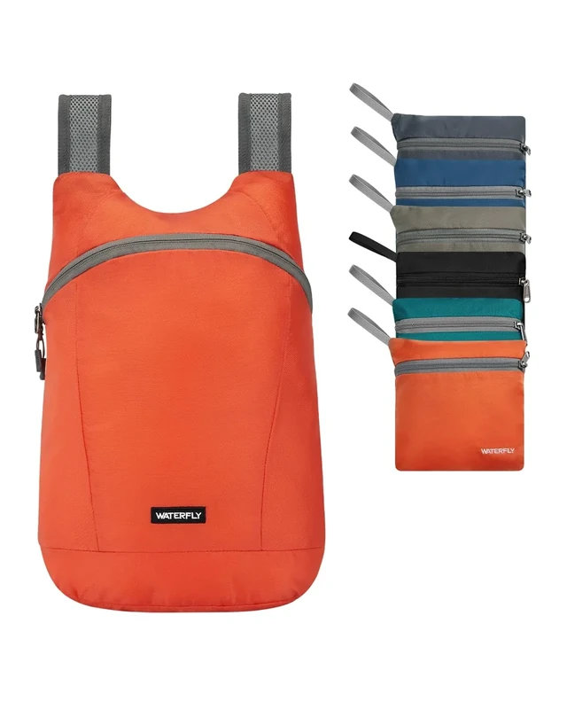 WATERFLY Faltbarer Rucksack Klein 15L: Ultraleicht Wanderrucksack Packable Tagesrucksack Sportliche Backpack Lightweight Daypack für Wandern Fahrrad Outdoor Trekking Herren Damen