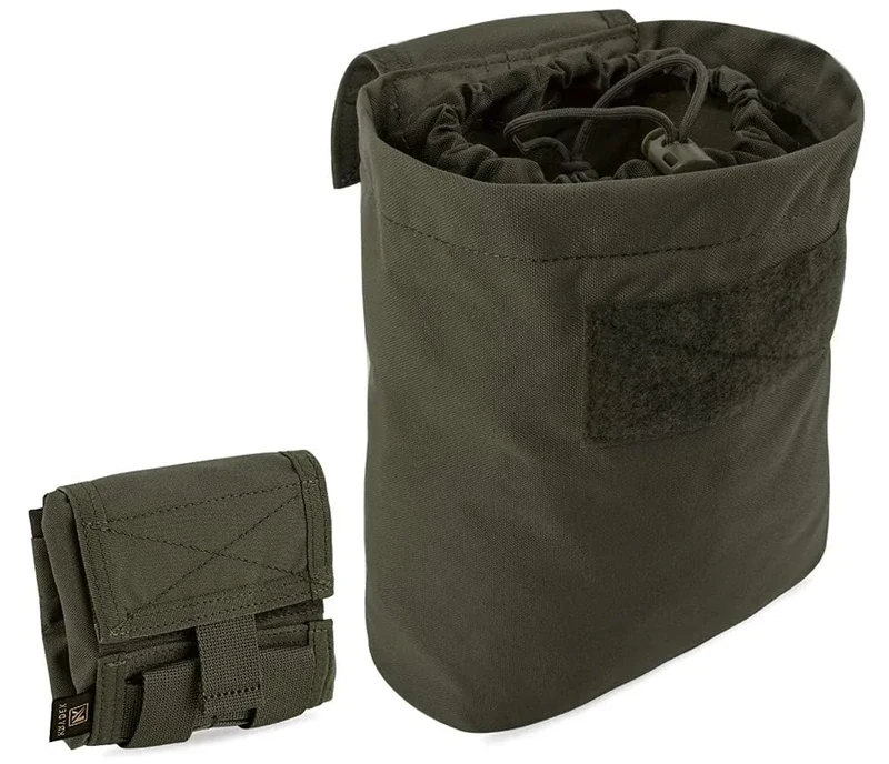 KRYDEX GEAR Taktische Molle Dump Pouch, Faltbare Magazin Mag Tasche Taktische Schleuder Munitionstasche Magazin Utility Roll Up Wiast Tasche mit Kordelzug (Ranger Grün)