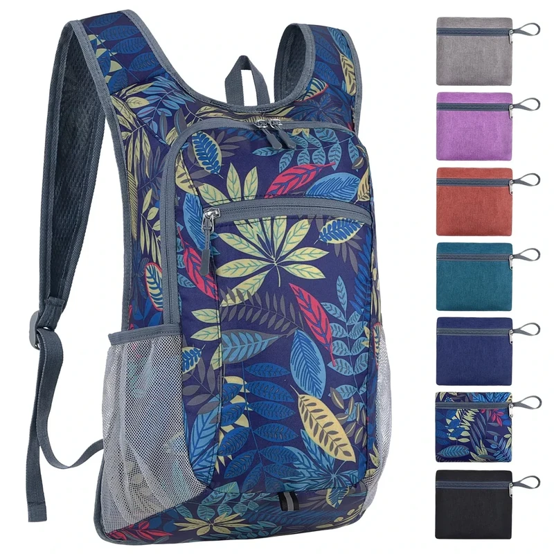 BECOJADDE 15L Faltbarer Rucksack Kleiner Wanderrucksack Leicht Tagesrucksack Damen Herren Daypack Wasserfest Reiserucksack für Outdoor Wandern Reisen Städtetrips, Regenwald