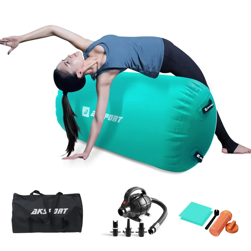 AKSPORT Air Matte Rolle Aufblasbare Air Roller Gymnastik Air Rolle Turnen mit elektrischer Luftpumpe für den Heimgebrauch/Yoga/Cheerleading/Tumbling/Back