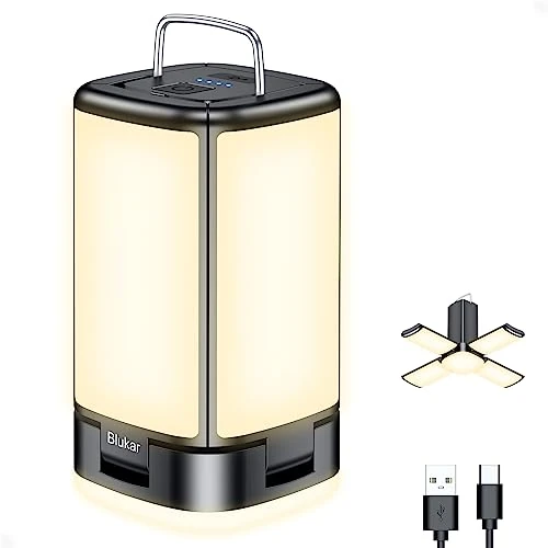 Blukar LED Campinglampe, Superhell 116 LEDs Camping Laterne mit 7 Lichtmodi, USB C Wiederaufladbare 10+ Std. Betriebsdauer Multifunktional Notfallleuchte Zeltlampe für Camp, Wandern-Schwarz