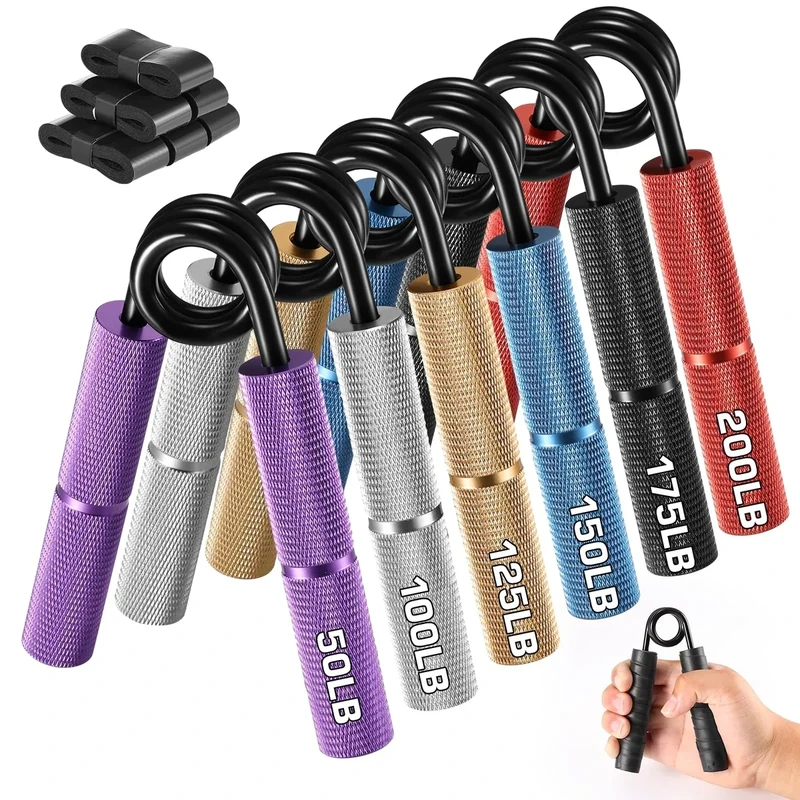 Hozzen Handtrainer Fingertrainer, Griffkraft Trainer Trainingsset - 6er-Pack (50/100/125/150/175/200LB) Handgelenk Trainer, Hochbelastbares Handgriff für Muskelaufbau und Hand-Rehabilitationsübungen