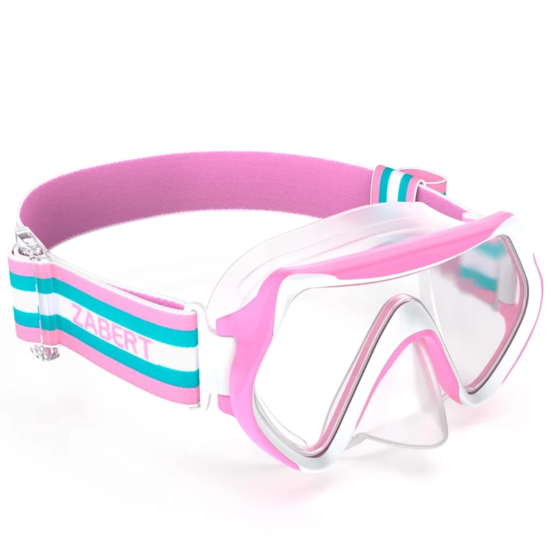 ZABERT M9 Kinder Taucherbrille,Mädchen Schwimmbrille für 2 3 4 5 6 Jahre, Kind Schnorchelmaske Tauchmaske Kid Tauchermaske Schwimmmaske V2 Rosa Weiß