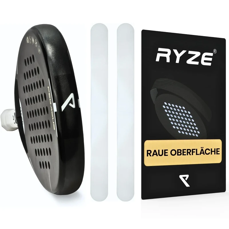 RYZE Transparenter Padel Schläger Schutz - Raue Oberfläche – Padelschläger Protektoren im 2er-Pack - Widerstandsfähiges und Elastisches Material - Einfach Anzubringen - Minimale Luftblasen