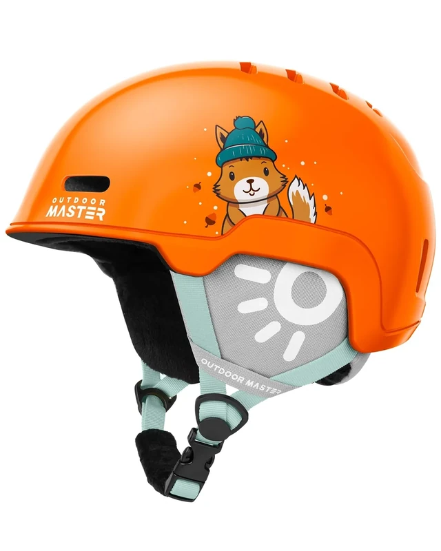 OutdoorMaster Kinder Skihelm, Snowboardhelm für Jungen & Mädchen, Robuste PC-Schale & EPS-Schaum, 12 Belüftungsöffnungen, Verstellbarer Schneesporthelm, Zertifizierter Schneesport- und Snowboardhelm