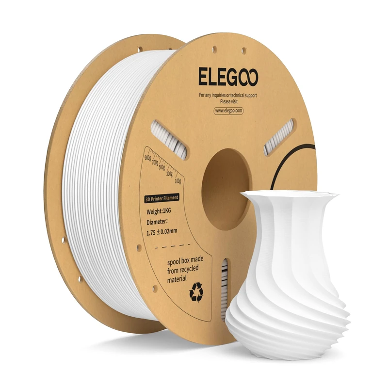 ELEGOO PLA+ Filament 1.75mm Weiß 1KG, PLA Plus 3D Drucker Filament, Härter und Stärker Filament-3D-Druckmaterialien, Maßgenauigkeit +/-0,02mm, Kompatibel mit den Meisten 3D Printer(1KG/Spool, 2.2lbs)