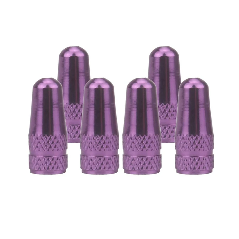 SENZEAL 6 stücke Französisch Staubschutzkappen Aluminiumlegierung Bike Rad Reifen Ventil Abdeckungen (Violett) - Image 1