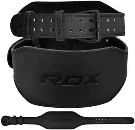 RDX Trainingsgürtel Gewichthebergürtel WBS-4RB WBS4FB Power Belt Leder Echtleder Rindsleder Schwarz Erwachsene Männer Frauen (2XL, Full Black, Wide Type)