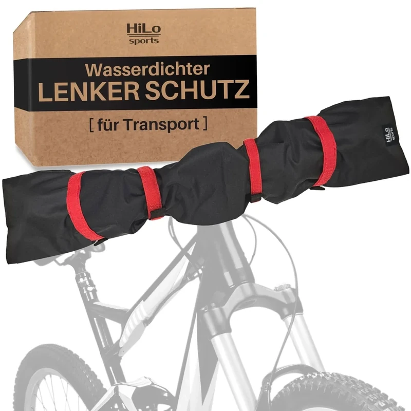 HiLo sports Lenkerschutzhülle E-Bike wasserdicht - [Für alle Fahrradlenker] - Passt auch für große Lenker mit Hörnchen - Reißfester Fahrrad Transportschutz - Fahrradschutz Heckträger (Rot)