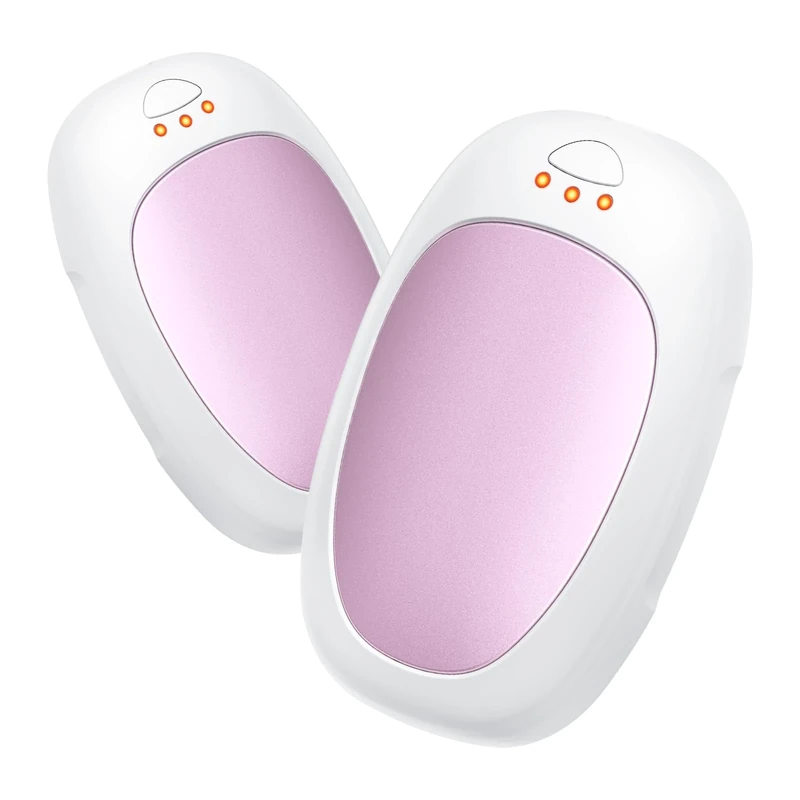 Jonwall Handwärmer Wiederaufladbar 2er-Pack, Elektrische Handwärmer Wiederverwendbar Tragbar USB Taschenwärmer, 3 Stufen Heizung Handwärmers für Camping Golf, Warmes Geschenk für Frauen Männer Rosa