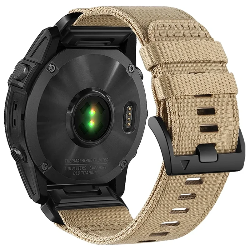 YOOSIDE Verbessert QuickFit 26mm Nylon Armband für Garmin Fenix 7X / Fenix 6X / Fenix 5X / Enduro, Schleife Weave Nylon Gurtband Sport Handgelenkbänder für Tactix 7 Pro,epix Pro 51mm (Kojote Tan)