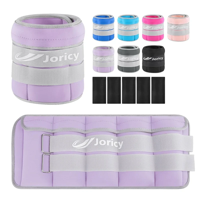 JORICY Gewichtsmanschetten Fuß, Verstellbares Gewichte für Beine und Arme 10 kg 1 Paar, Gewichtsmanschetten Hand, Fußgewichte und Fußgelenkgewichte für Fitnessstudio, Bewegung, Laufen, Joggen Flieder