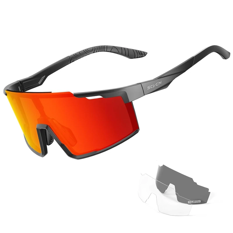 SCVCN Polarisiert Fahrradbrille Herren Sonnenbrille UV400 Schutz Sportbrille Damen Radbrille Sportsonnenbrillen Radsportbrille Radfahren MTB Brille Rennrad Laufen Wandern Volleyball Bergsteigen S121