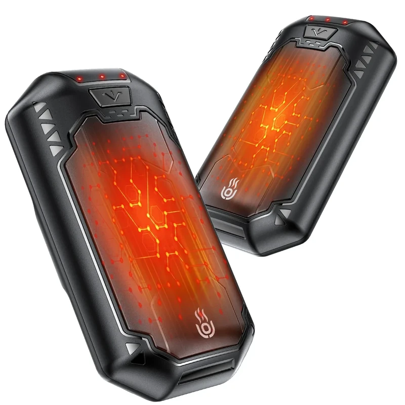 OUTJUT Handwärmer Elektrisch 6000mAh, 2 Pack Wiederaufladbar Handwärmer Tragbare Taschenwärmer 3 Heizmodi USB Handwärmer Geeignet für den Winter, Outdoor Sport
