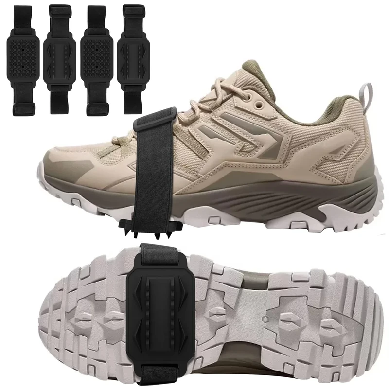 4 Stück Anti Rutsch Schuhspikes - Spikes für Schuhe Schuhkrallen Spikes - Schuhkrallen Schnee EIS Spike Sohle Wandern Spazieren Hiking Walking Winter(Einstellbare Größe)