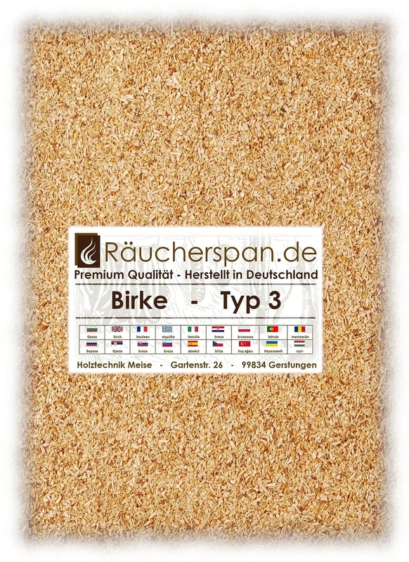 Räucherspäne Räuchermehl Birke 2kg Birkenholz Typ 3 mittelfein 0,3-1mm für Sparbrand geeignet
