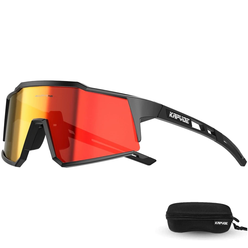KAPVOE Polarisiert Fahrradbrille Uv400 Schutz TR90 Rahmen Sportsonnenbrille Sportbrille für Herren Damen Sport Radfahren MTB Radbrille Fahren Baseball Radsport Laufen Blau Weiß 01