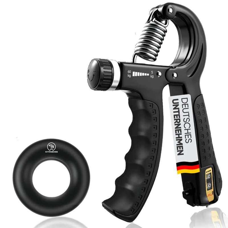 STRABOZZ Handtrainer Fingertrainer, Griffkraft Trainer Set, Verstellbarer Unterarmtrainer, Finger Trainer, Unterarm Trainingsgerät, Grip Trainer, Fitness Hand Training, Krafttraining