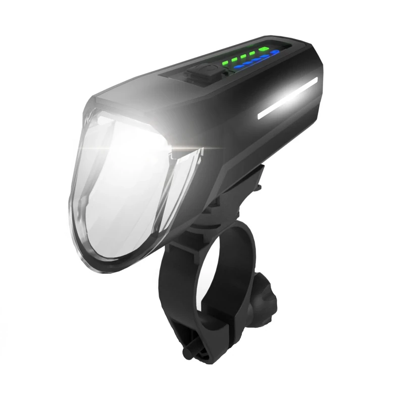 FISCHER Fahrrad LED-Frontlicht 110 Lux, mit Sensormodus, Leuchtweiteneinstellung, bis zu 20 Stunden Leuchtdauer, schwarz, 1 Stück