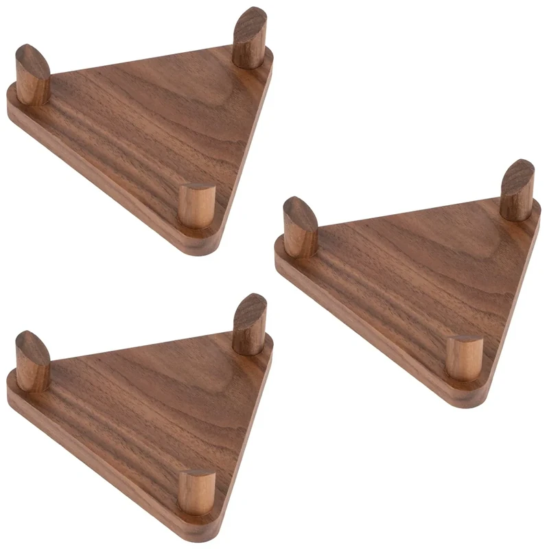 PUERSI Ballständer Ball Halterung Halter Display Ständer 3er-Set, Ballhalter für Fußball Basketball Rugby Volleyball, Walnussholz