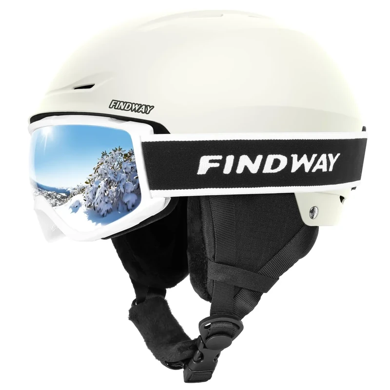Findway Skihelm und Skibrille Set, SnowboardHelm mit Brille für Damen und Herren Erwachsene Skihelme für Männer, Frauen und Jugendliche