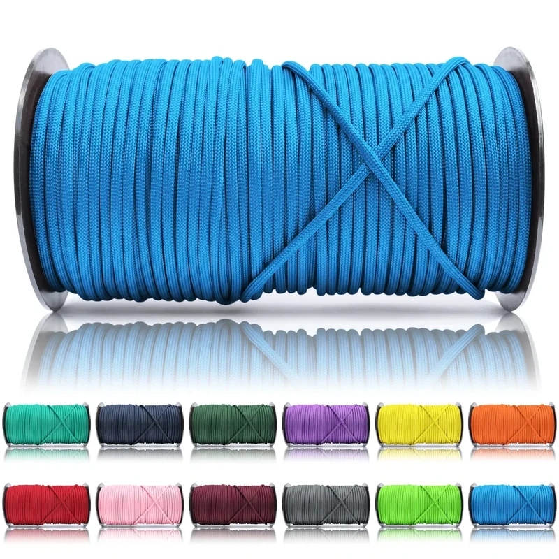 Ganzoo Paracord 550 Seil Hell-Blau 4mm Schnur Typ 3, Nylon & Polyester, ideal für Basteln von Hundeleine Halsband Armband/Camping Survival und Outdoor 100 Meter Allzweckseil 7 Innenstränge
