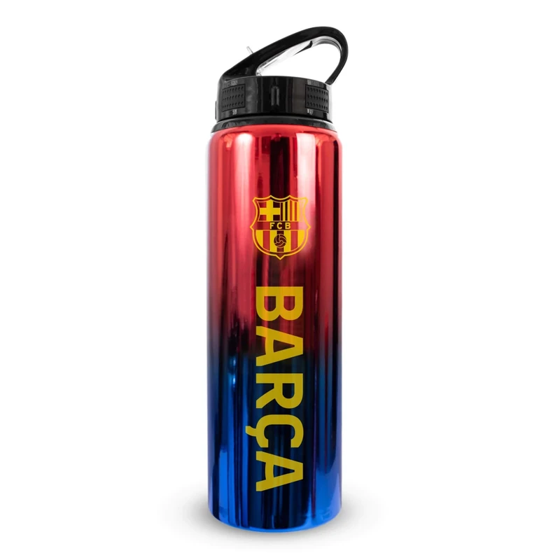 Hy-Pro offiziell Barcelona FC 750ml Aluminium-UV-Flasche, integrierter Klappstrohhalm, Neochrome-Finish, auslaufsicher, leicht, BPA-frei, Barça