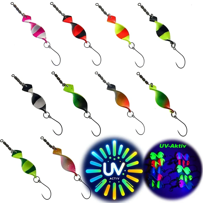 Njord Kalastus Messeneuheit 2024 Spoons Forelle Mega Twist 10 Stück in Spoonbox | Forellen Angeln Spoon Set Forellenköder | Forellen Blinker Angeln Forelle | Spinner Set Trout Spoon (4g)