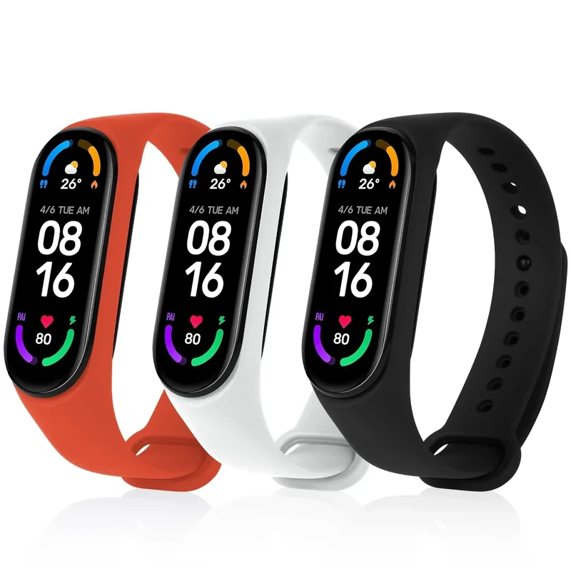 Ainiv Armband Kompatibel mit Xiaomi Mi Band 5 / Xiaomi Mi Band 6 / Xiaomi Mi Band 7, 3 Stück Armband, Weiches Verstellbare Fitness Ersatzbänder für Xiaomi Mi Band 5/6/7 Armband