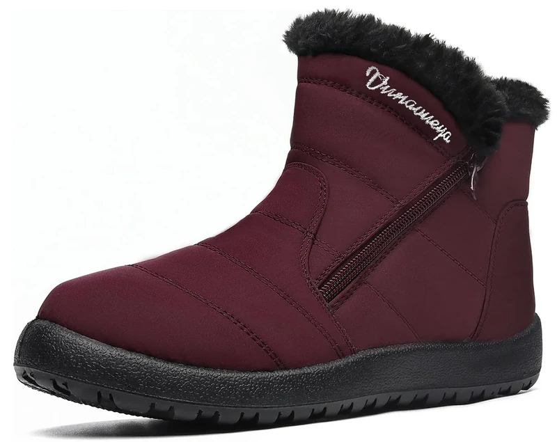 Vunavueya Winterstiefel Damen Warm gefütterte Winterschuhe Schneestiefel Winter Schlupfstiefel Kurzschaft Stiefel Boots Schuhe Rot 41.5 EU_265