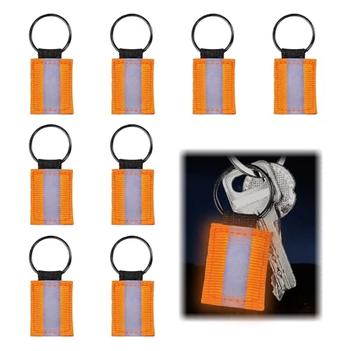 Lonimia Reflektierende Anhänger,8Stk Reflektor Anhänge,Anhänger Schulranzen Reflektor,Running Reflektoren,Reflektor Kinder,Reflektierende Schlüsselanhänger für Schulranzen Rucksack Joggen (Orange)