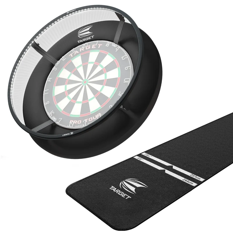 Target Darts Corona Lighting System Dart Light, Pro Tour Black Surround und Champion Dartmatte - Dart Light, Surround und Dartmatte im Paket