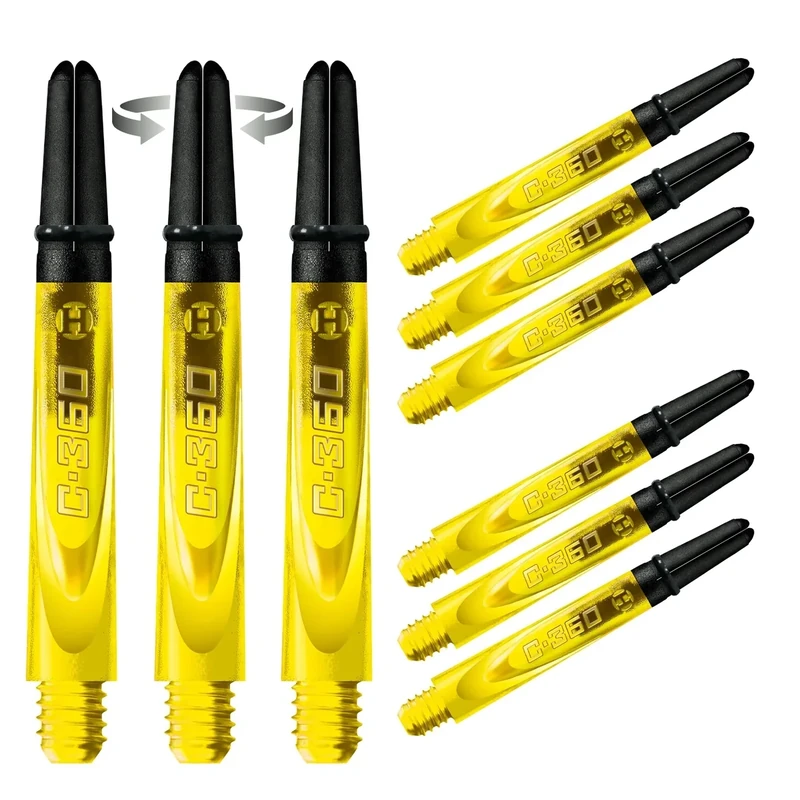 Harrows Darts 3 x Sets of Carbon 360 Dart Stems - 9 Dart Shafts in Total - Medium, Midi & Short (Gelb, Midi)