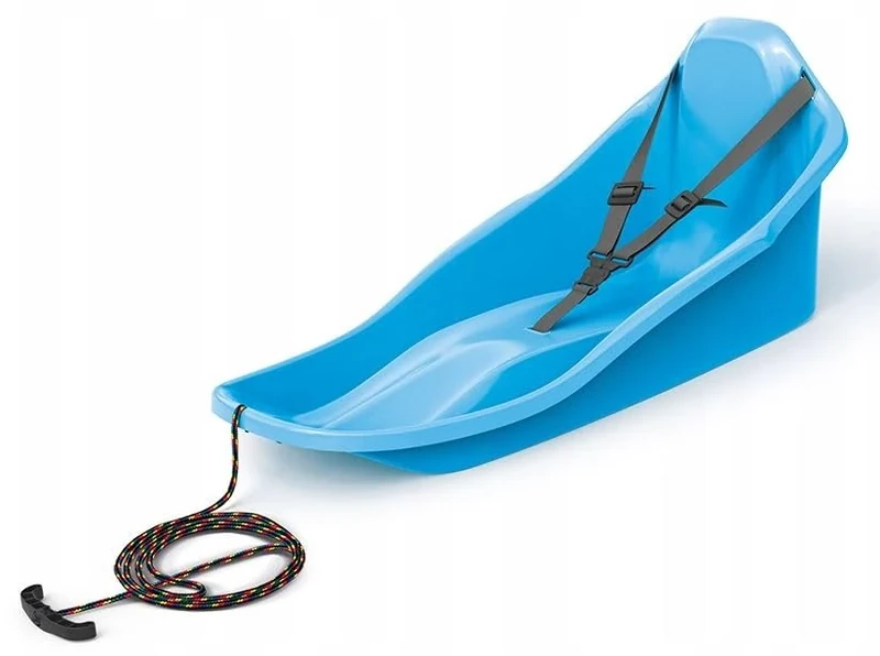 Schlitten Bob Schlitten Kinderbob Rodel Kinderschlitten mit Rückenlehne inkl. Zugseil Sicherheitsgurt Rutscher Rodelschlitten Kunststoffrodel (Blau)